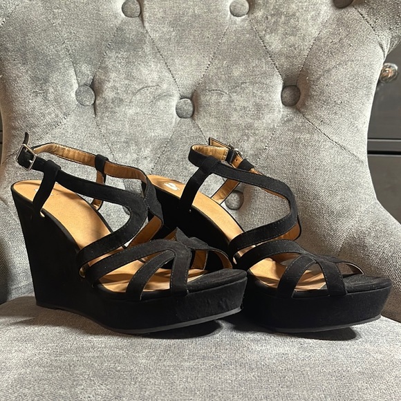 Nordstrom Shoes - BP black straps wedge sandals